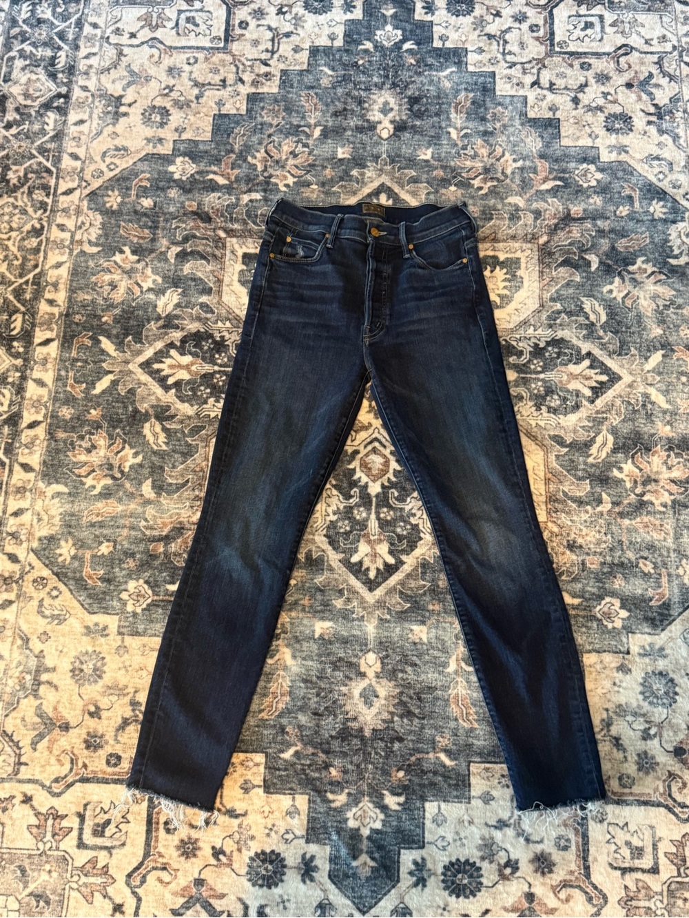 MOTHER Women’s Skinny Jeans in Dark Blue Indigo